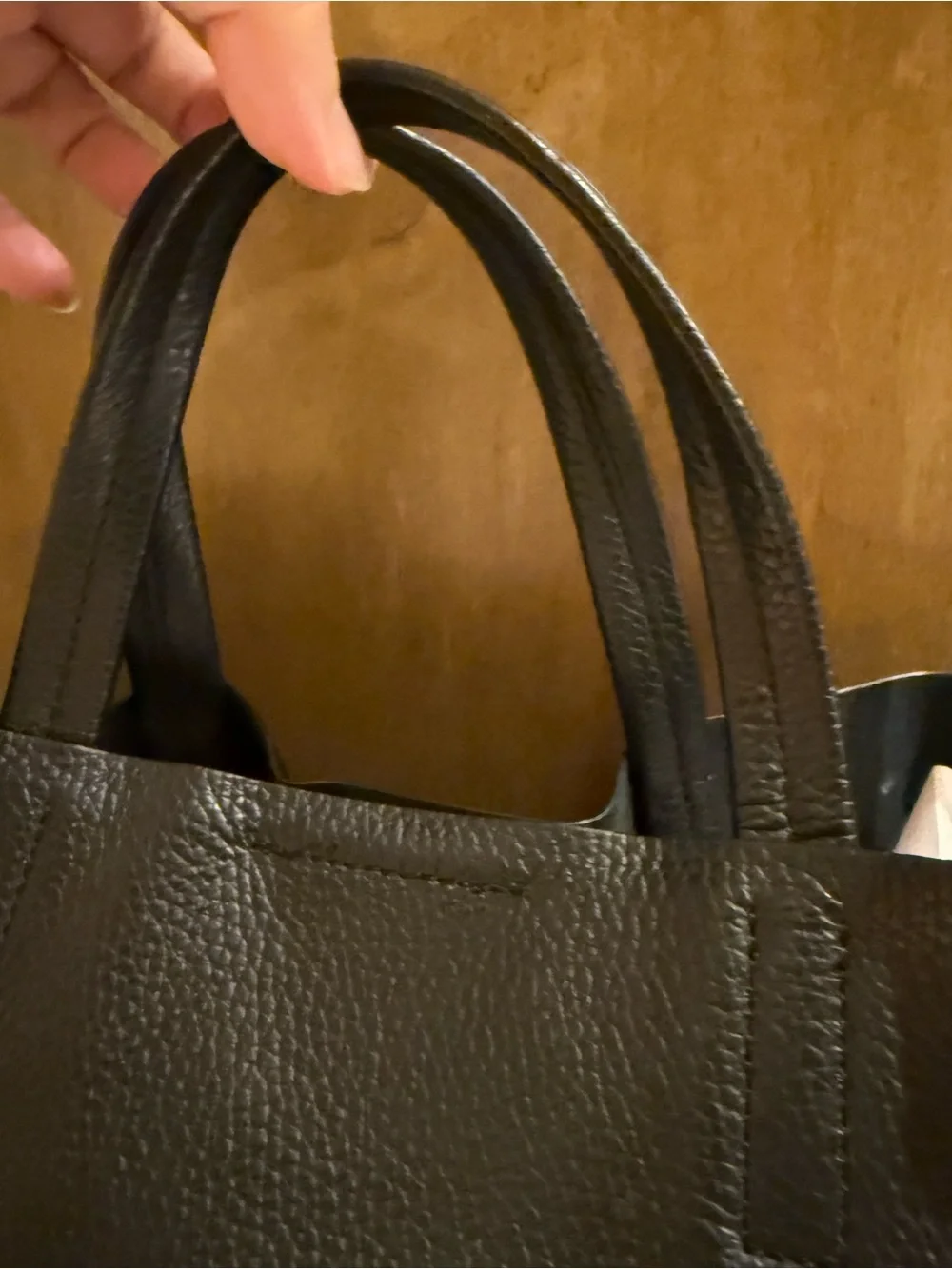 Banana Republic Black Pebbled Leather Tote with Removable Strap